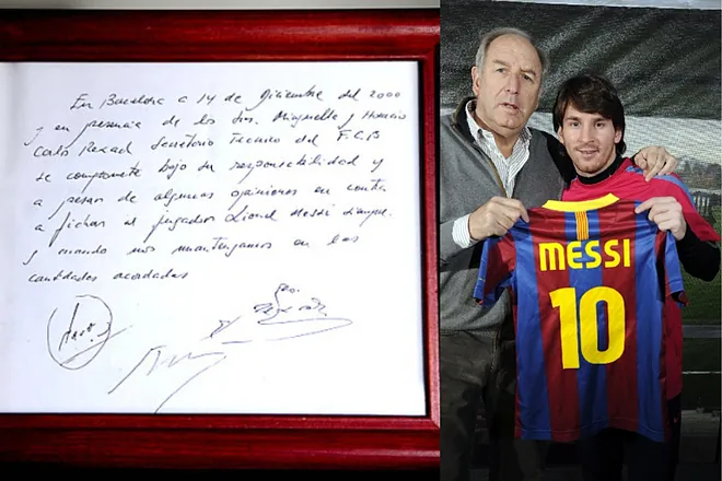 Comienza la subasta de la servilleta del primer contrato de Messi
