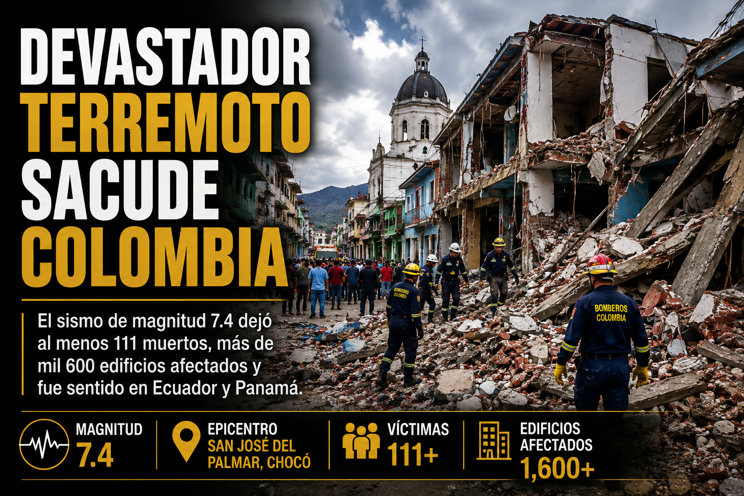 Devastador terremoto sacude Colombia; reportan más de 100 muertos